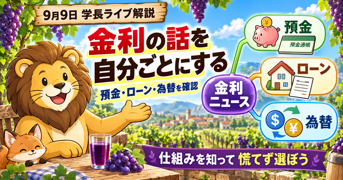 政策金利・高配当株・オルカンをどう見る？2026年9月9日両学長ライブ解説のアイキャッチ画像