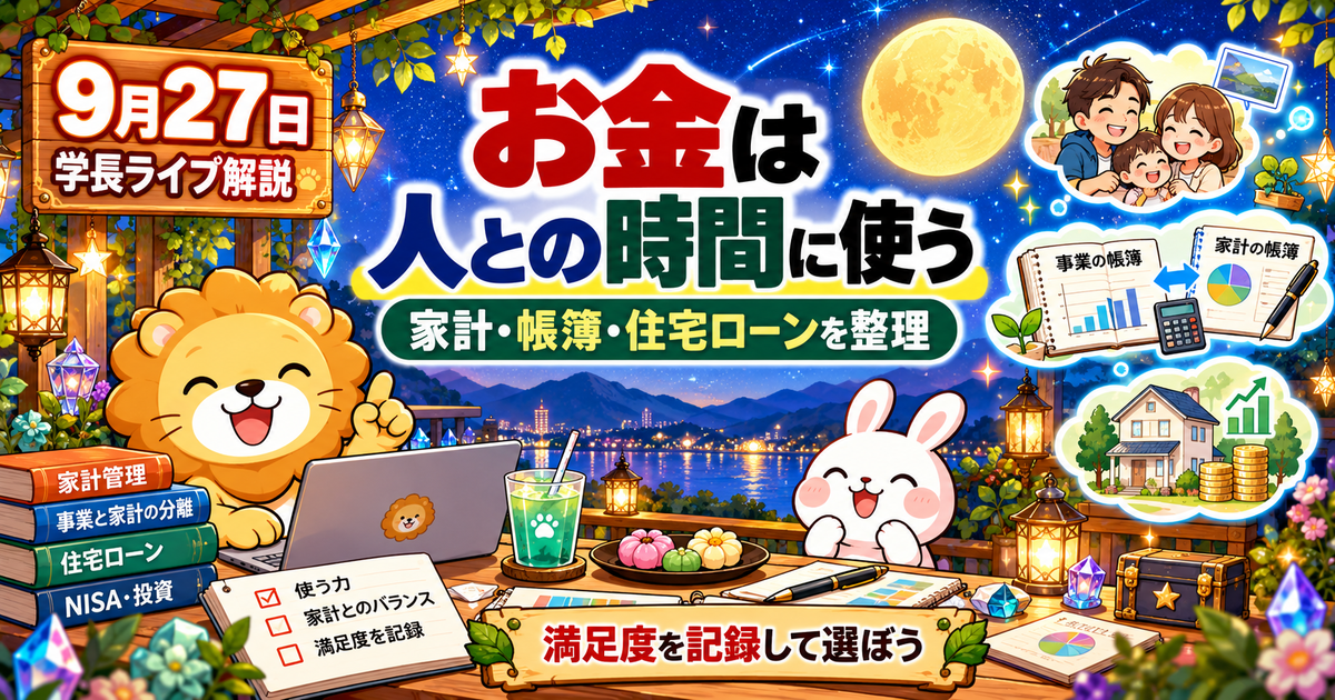 使う力・家計帳簿・住宅ローンを自分の条件で考える｜2026年9月27日両学長ライブ解説のアイキャッチ画像